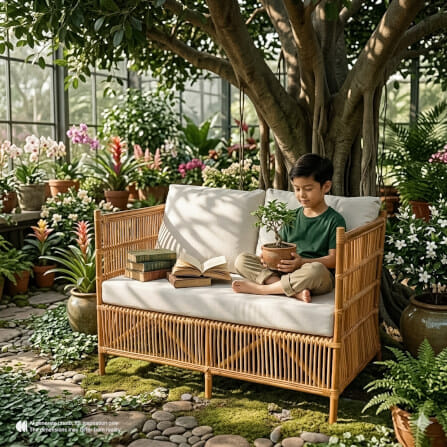 โซฟา 2 ที่นั่ง หวายแท้ PISAMAI รุ่น TARZAN SOFA แนว HOMIE COTTAGE โซฟานั่งเล่น ขนาด 126*76*90 CM สีธรรมชาติ_8